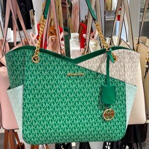 Michael Kors Jet Set Travel large Chai Ned Tote Shoulder Bag MK Palmetto Green
